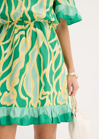 Sifon ruha vékony fodorral • kristály menta-világossárga mintás • bonprix áruház