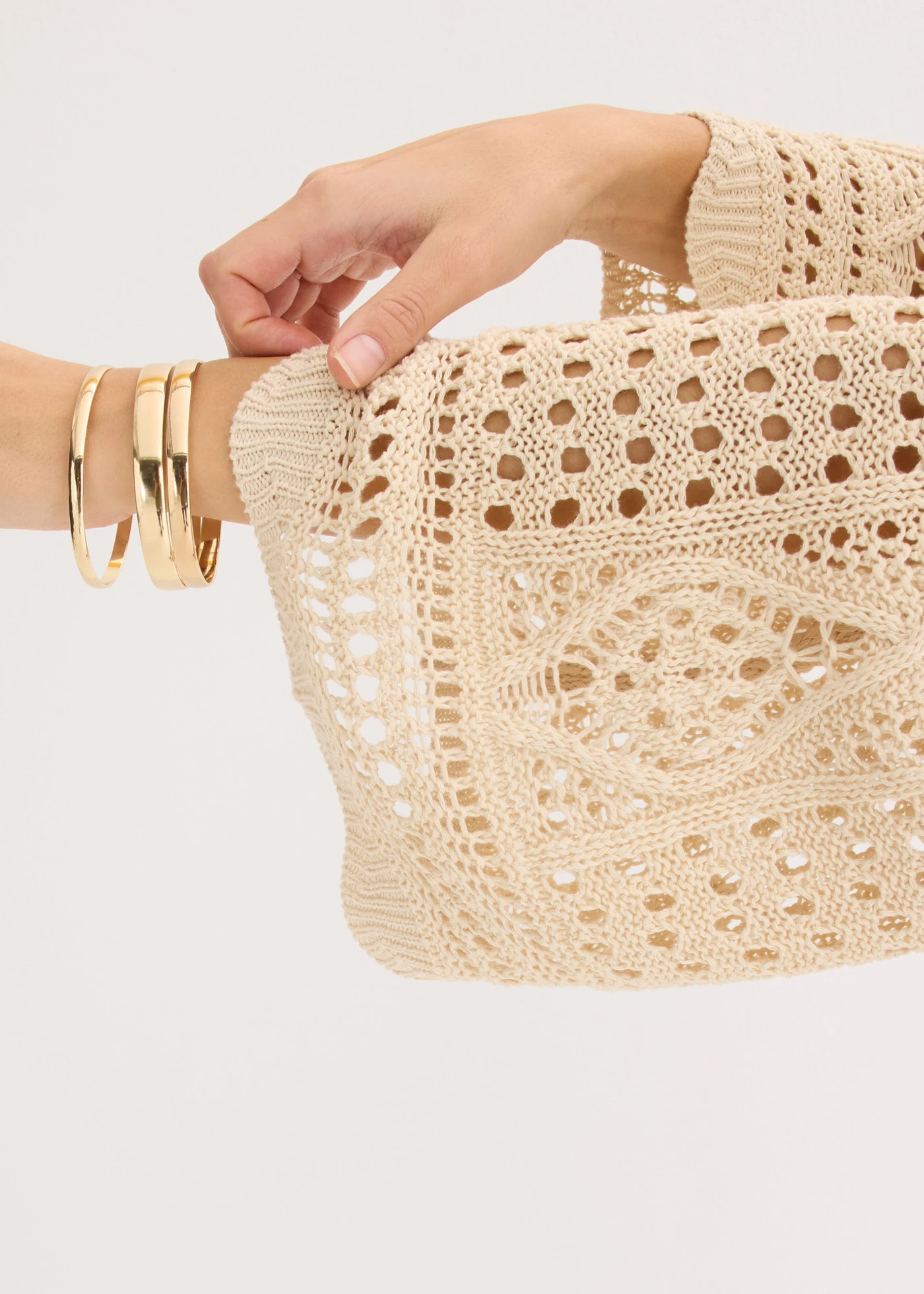 T-shirt en maille ajourée • sable clair • Boutique bonprix