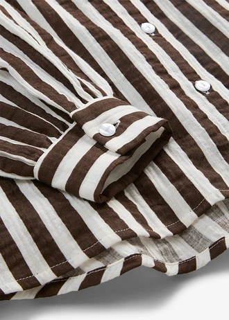Mousseline overhemdblouse van puur katoen • bruin-wolwit gestreept • bonprix online shop