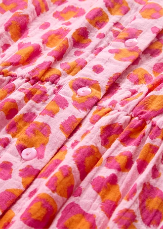 Rochie-bluză din muselină vaporoasă • imprimat leo roz-pink • magazin bonprix