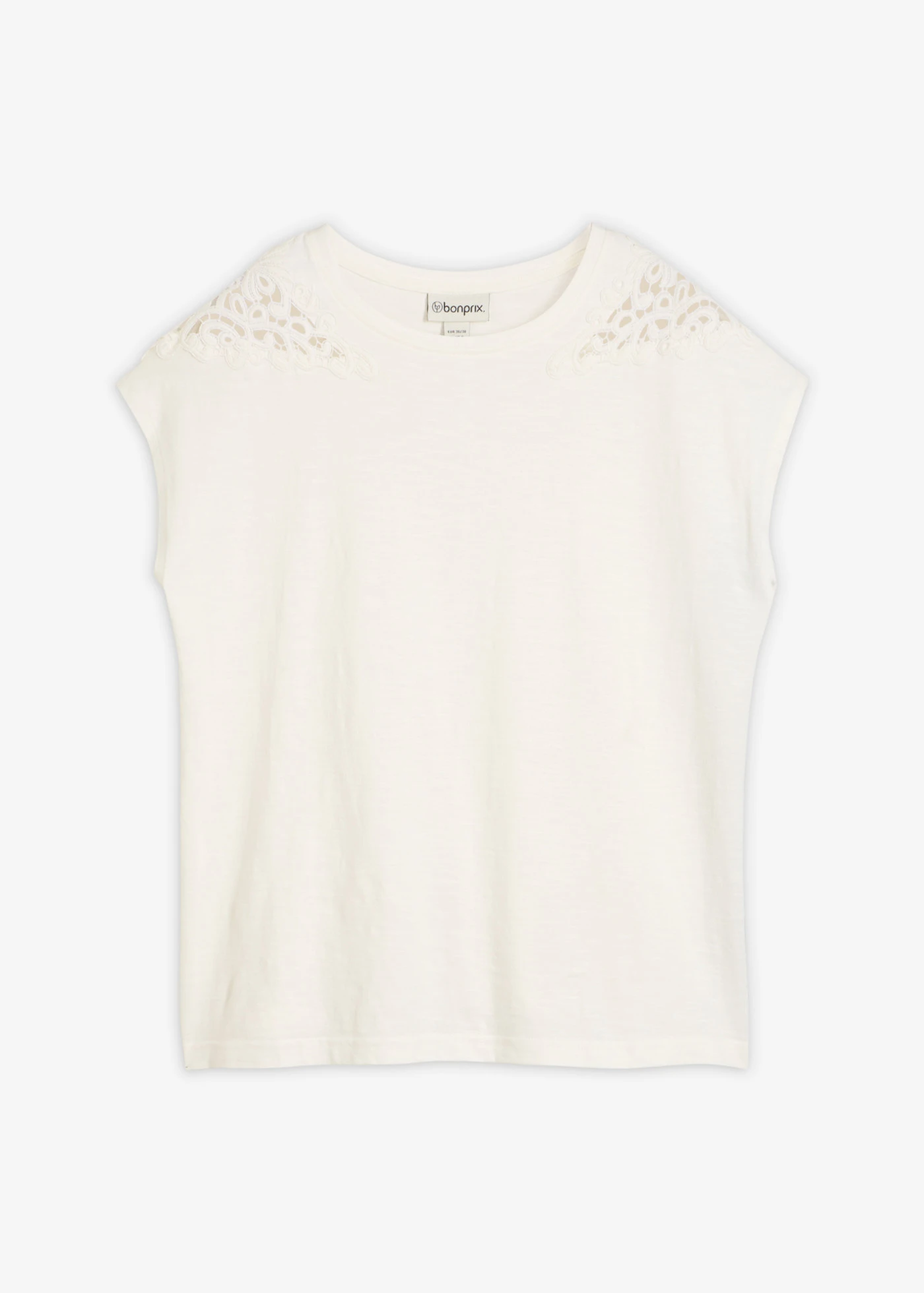 Shirt van puur katoen met kanten inzetstuk • wolwit • bonprix online shop