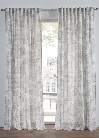 Rideau à imprimé végétal (1 pce), Couleur: beige vert