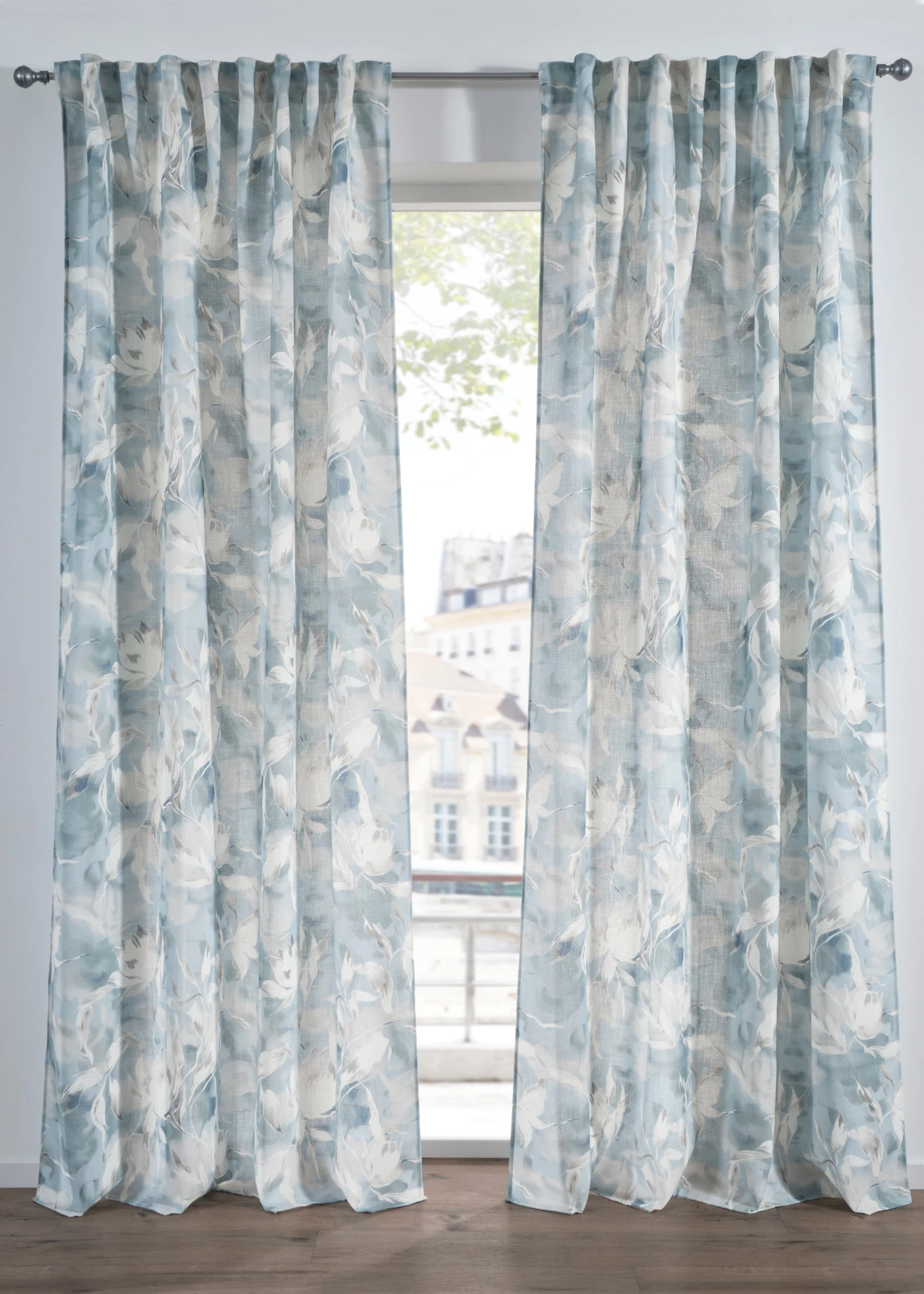 Gordijn met structuur (1 stuk) • lichtblauw-crème-zachtgroen • bonprix online shop