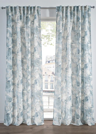 Rideau texturé (1 pce), Couleur: bleu clair-crème-vert clair