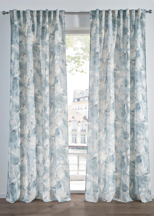 Rideau texturé (1 pce) • bleu clair-crème-vert clair • Boutique bonprix