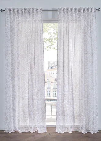 Gordijn met print (1 stuk), Kleur: beige-wit met print