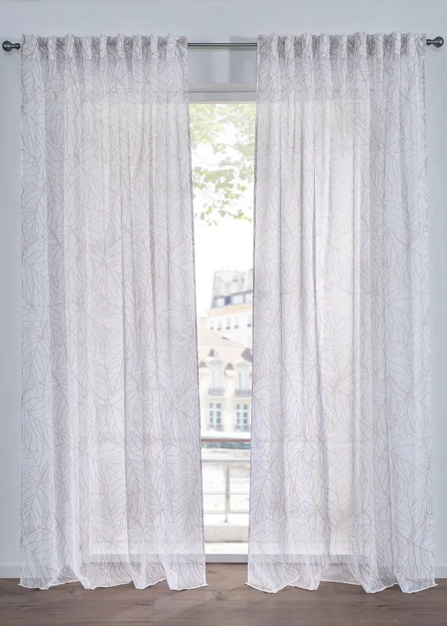 Gordijn met print (1 stuk) • beige-wit met print • bonprix online shop