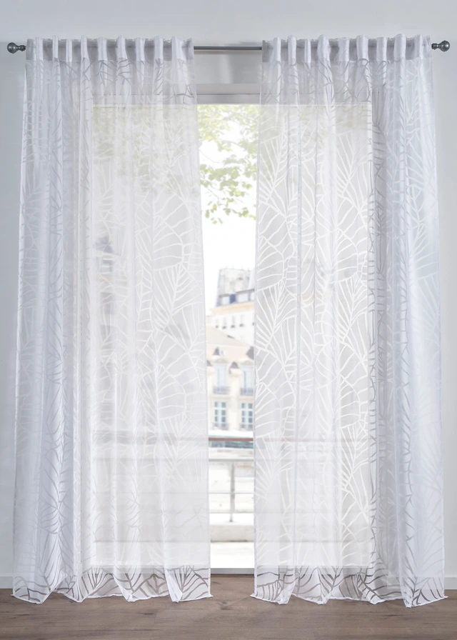 Voilage en tissu dévoré (1 pce) • blanc/gris • Boutique bonprix