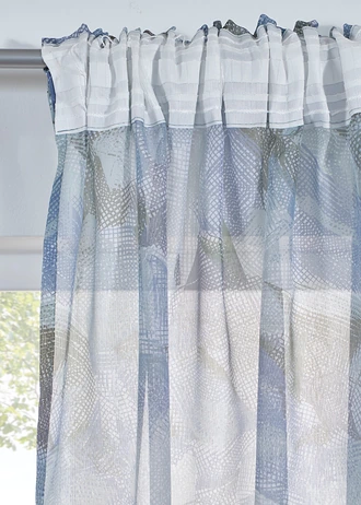 Gordijn met print (1 stuk), Kleur: blauw/groen