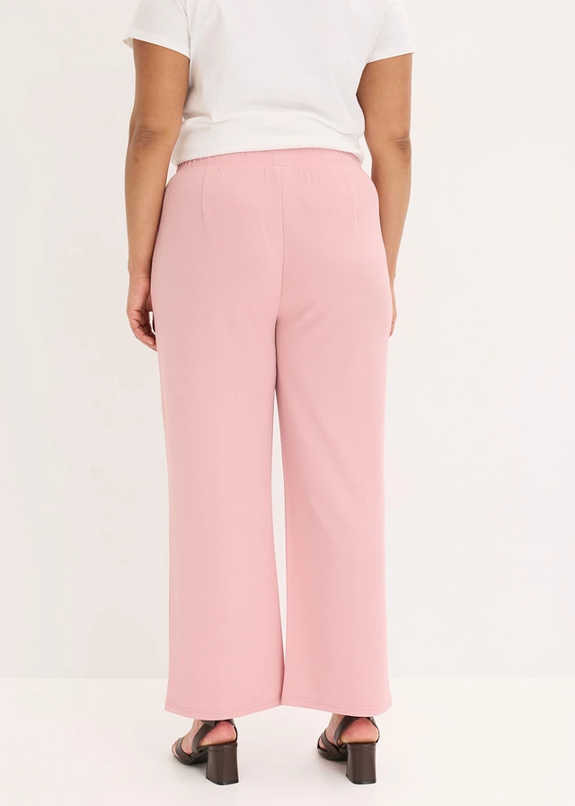 Pantalon élastiqué en interlock épais, Couleur: rose cendré