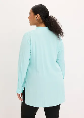 Lange blouse van viscose, Kleur: aquablauw