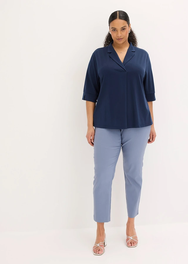Tunique fluide en maille piquée de viscose, Couleur: bleu foncé