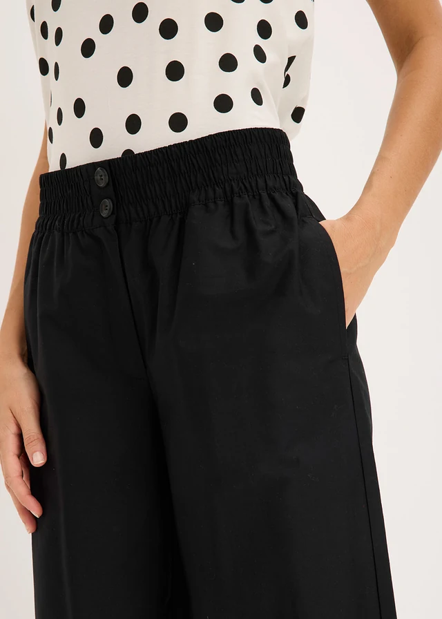 Pantaloni culotte din bumbac 100% • negru • magazin bonprix