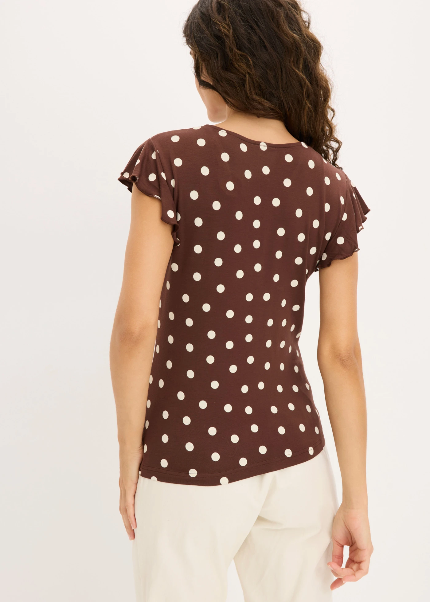 Shirt in een viscosemix • bruin-wolwit gestippeld • bonprix online shop