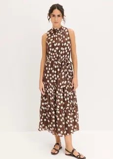 Robe en mousseline avec fil brillant • marron pois écru • Boutique bonprix