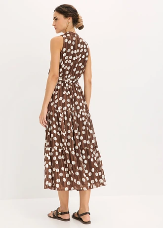 Chiffon jurk met glitter • bruin/wolwit gestipt • bonprix online shop