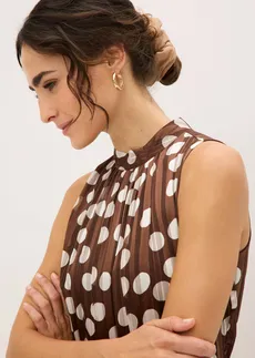 Robe en mousseline avec fil brillant • marron pois écru • Boutique bonprix