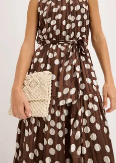 Robe en mousseline avec fil brillant • marron pois écru • Boutique bonprix