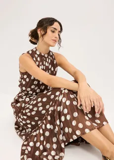 Robe en mousseline avec fil brillant • marron pois écru • Boutique bonprix