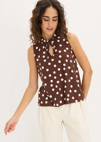 Jersey top in een viscosemix • bruin-wolwit gestippeld • bonprix online shop
