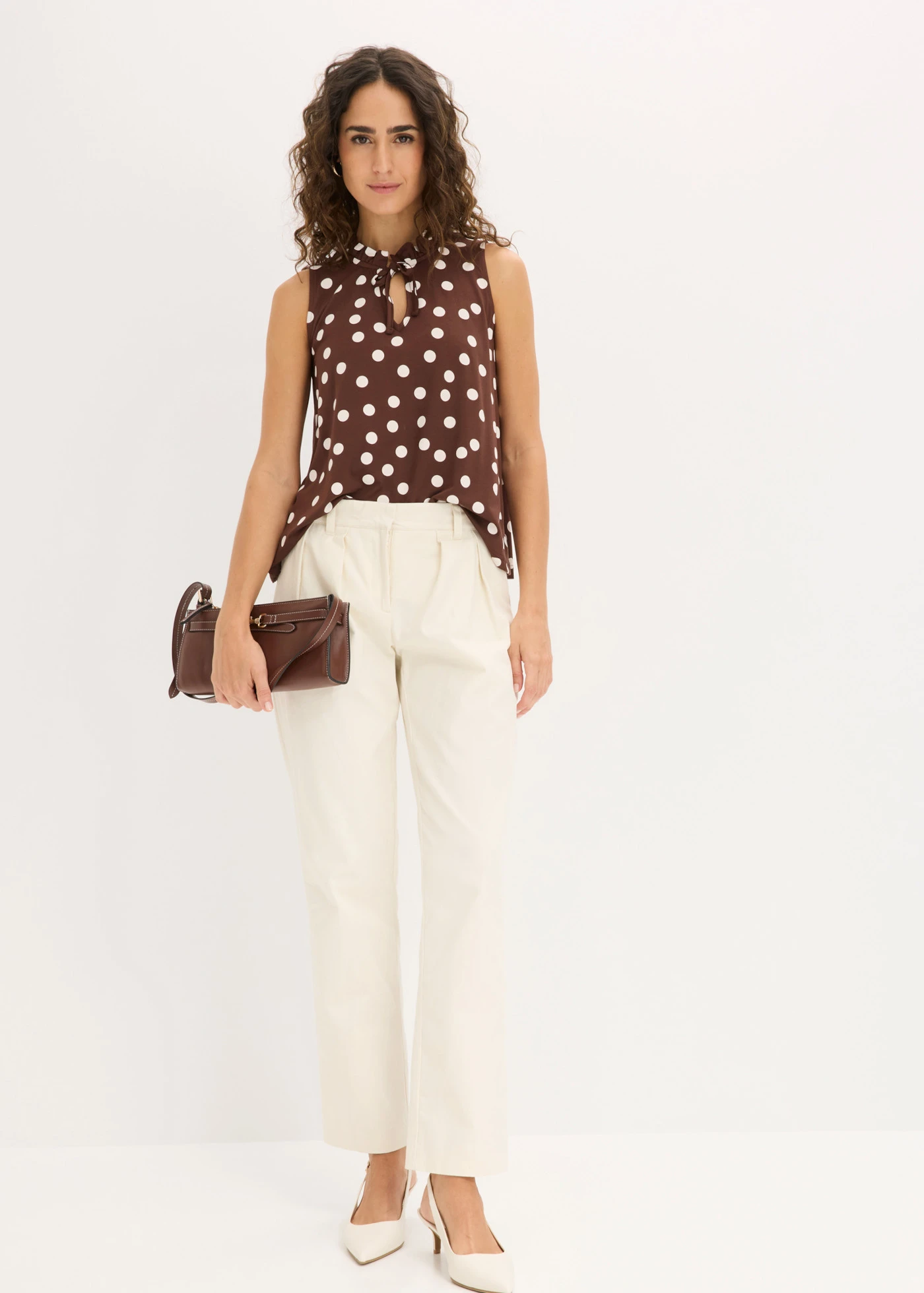 Jersey top in een viscosemix • bruin-wolwit gestippeld • bonprix online shop