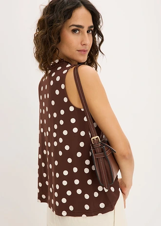 Jersey top in een viscosemix • bruin-wolwit gestippeld • bonprix online shop