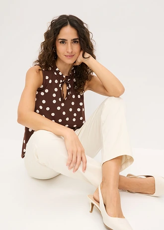 Jersey top in een viscosemix • bruin-wolwit gestippeld • bonprix online shop