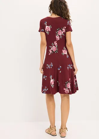 Robe en jersey viscose, Couleur: rouge érable-rose floral