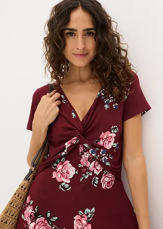 Robe en jersey viscose • rouge érable-rose floral • Boutique bonprix