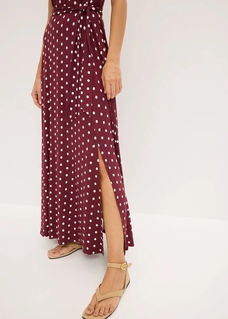 Maxi jurk van viscose • esdoornrood/wolwit gestippeld • bonprix online shop