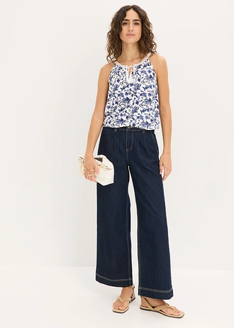 Spaghetti top van viscose • blauw-wit gebloemd • bonprix online shop