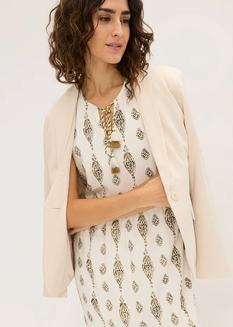 Maxi jurk van soepele viscose • parelwit-natuurgroen met print • bonprix online shop