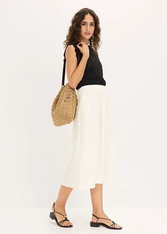 Midirok met bloemenborduursel • wolwit • bonprix online shop