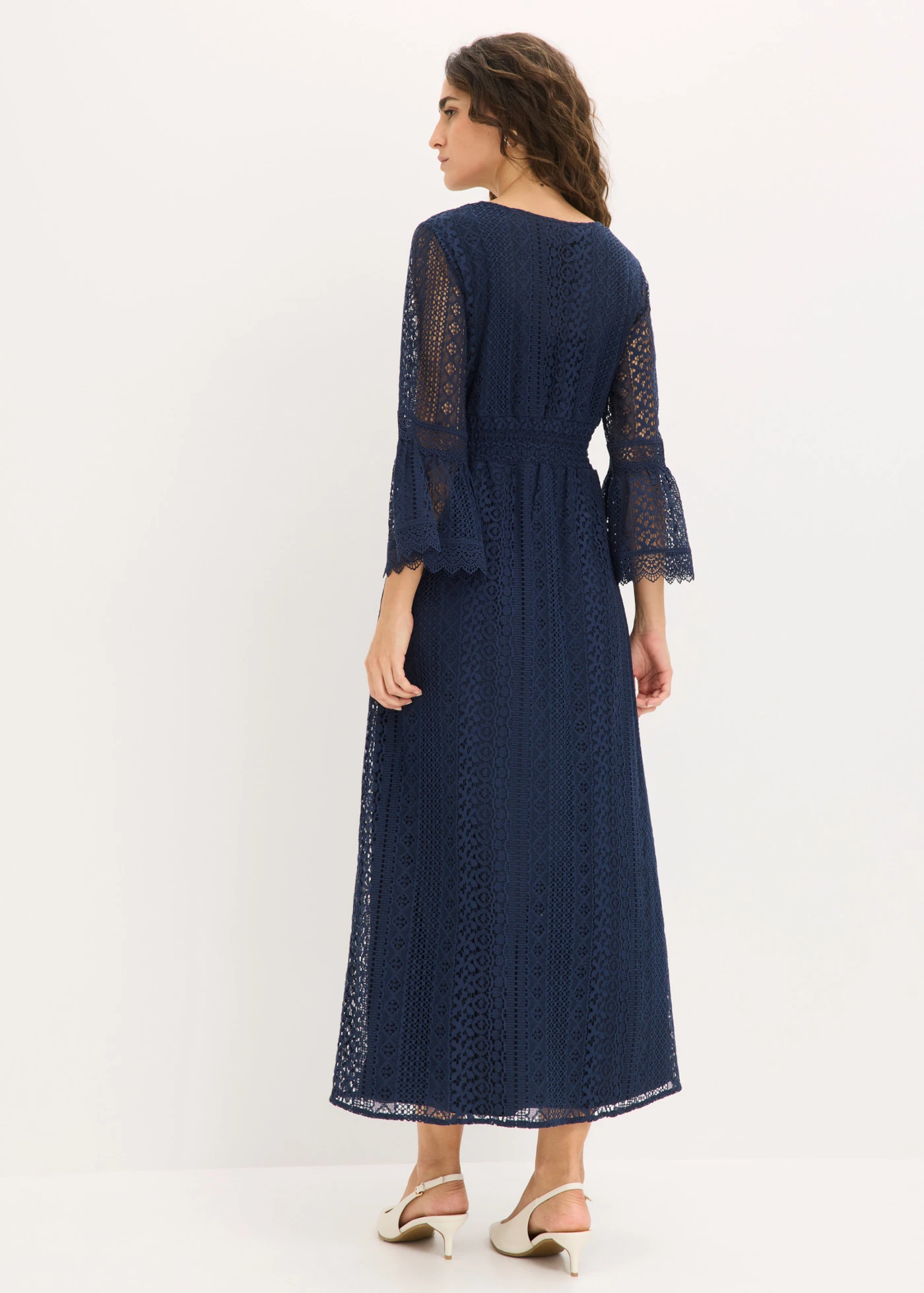 Maxi jurk in gehaakte look • donkerblauw • bonprix online shop