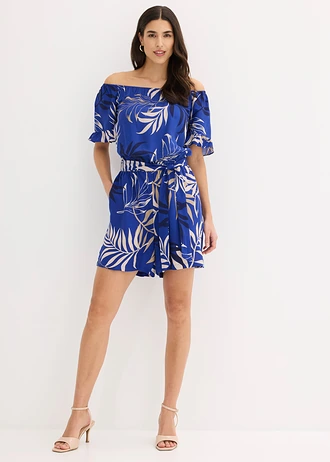 Combishort à encolure Bardot • bleu foncé palmiers • Boutique bonprix