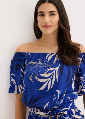 Jumpsuit met carmenhals • donkerblauw • bonprix online shop