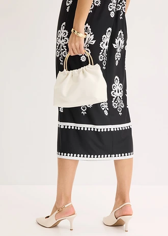 Jersey jurk met diep decolleté • zwart-wit met print • bonprix online shop