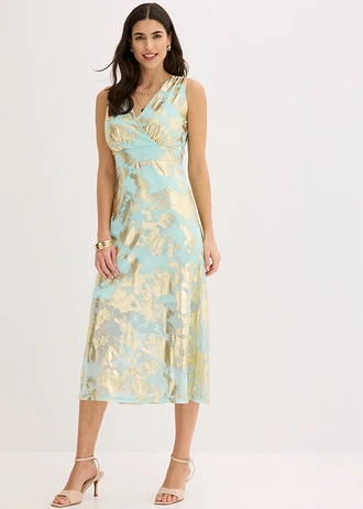 Robe midi, Couleur: menthe clair-doré