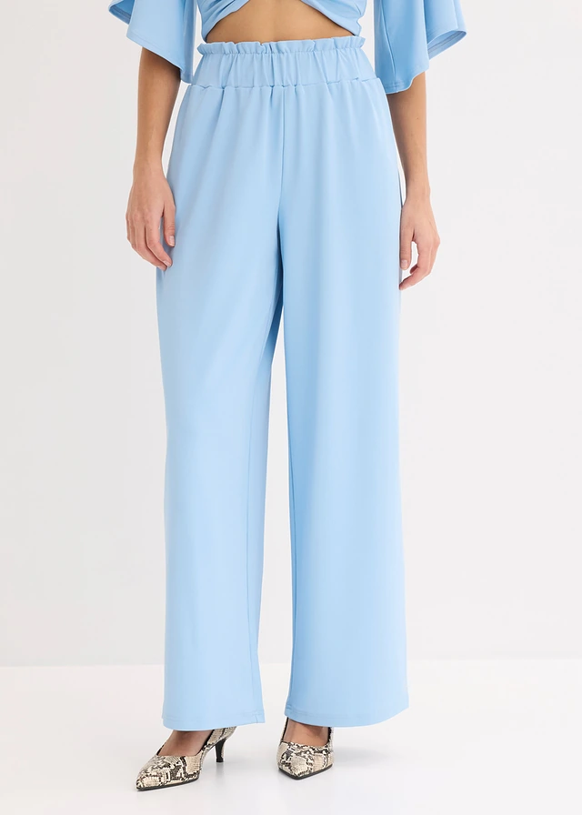 Pantalon en jersey taille haute, Couleur: bleu clair