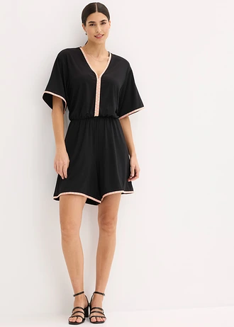 Jersey jumpsuit, Kleur: zwart-neon multicolour