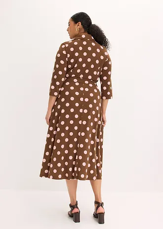 Robe-chemise avec lien à nouer (ens. 2 pces.), Couleur: pois marron/rose cendre