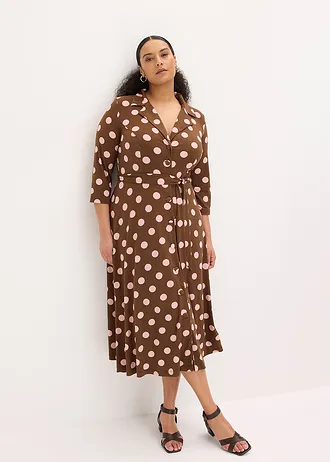 Robe-chemise avec lien à nouer (ens. 2 pces.), Couleur: pois marron/rose cendre