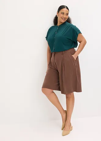 Chemisier doux en jersey viscose, Couleur: vert profond