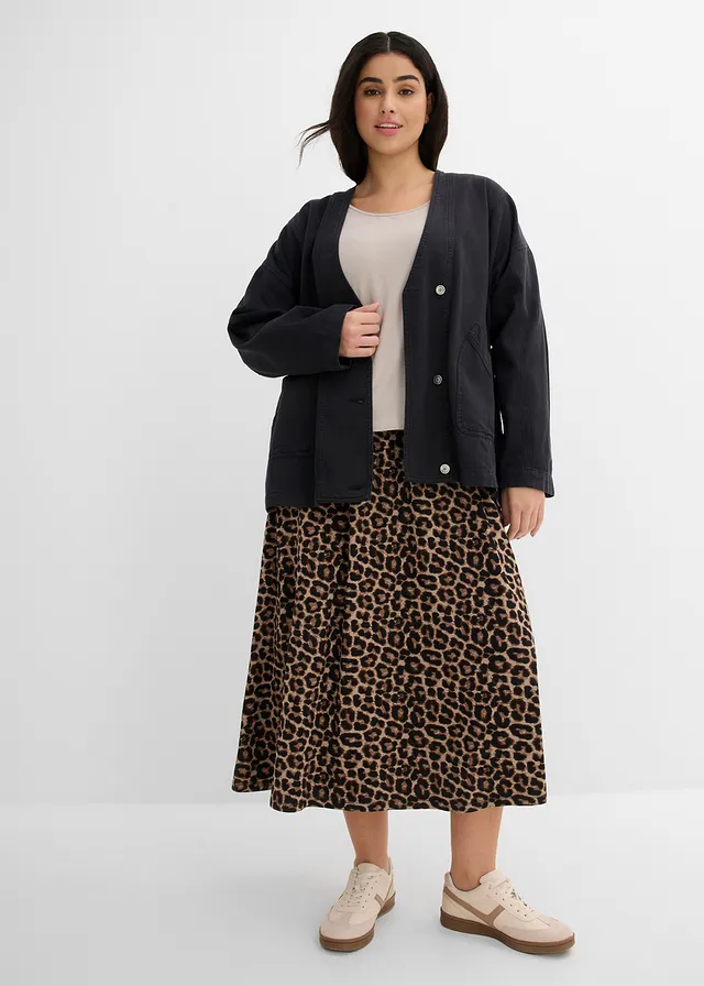 Robe en jersey 100% coton, Couleur: grès léopard