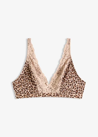 Soutien-gorge bralette sans armatures avec doublure douce et imprimé léopard