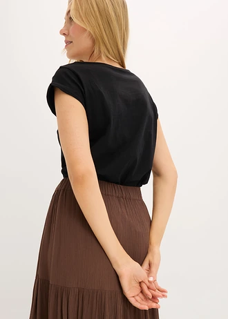 Lépcsőzetes maxi szoknya struktúrás viszkózból • barna • bonprix áruház