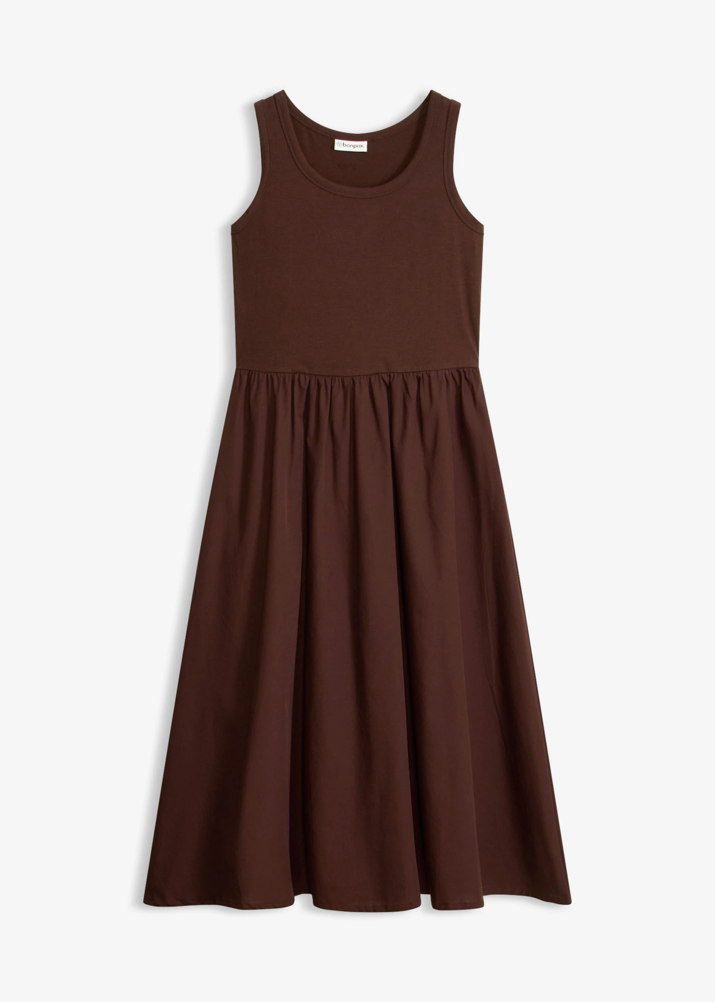 Robe en jersey bi-matière • marron foncé • Boutique bonprix