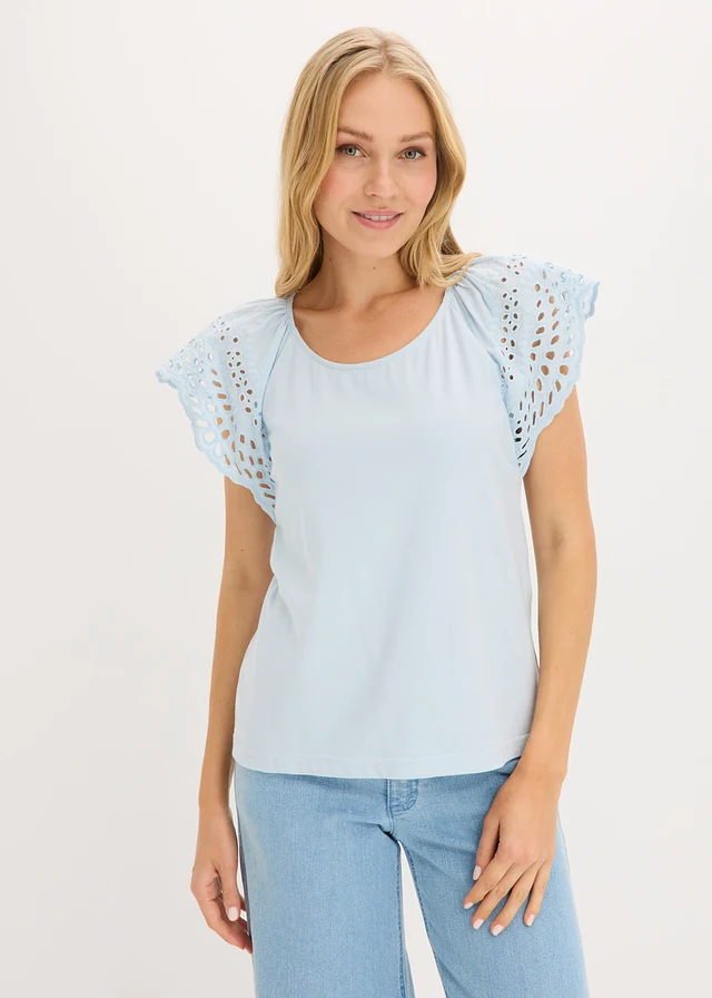 T-shirt en jersey coton, Couleur: bleu poudré