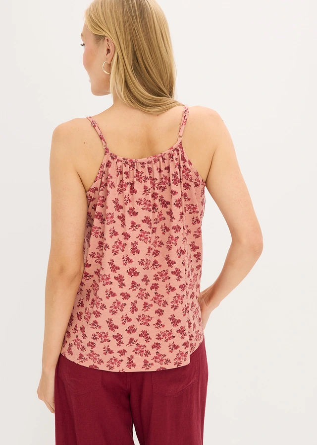 Top bretelles spaghetti, Couleur: marron poudré floral