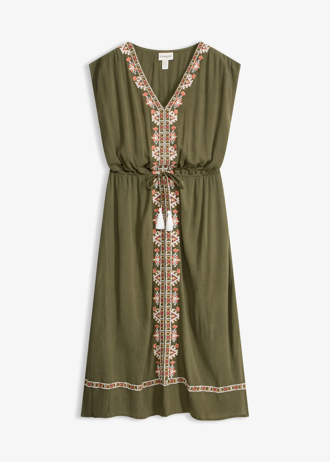 Boho midi šaty ze splývavé viskózy • tmavě olivová • bonprix obchod